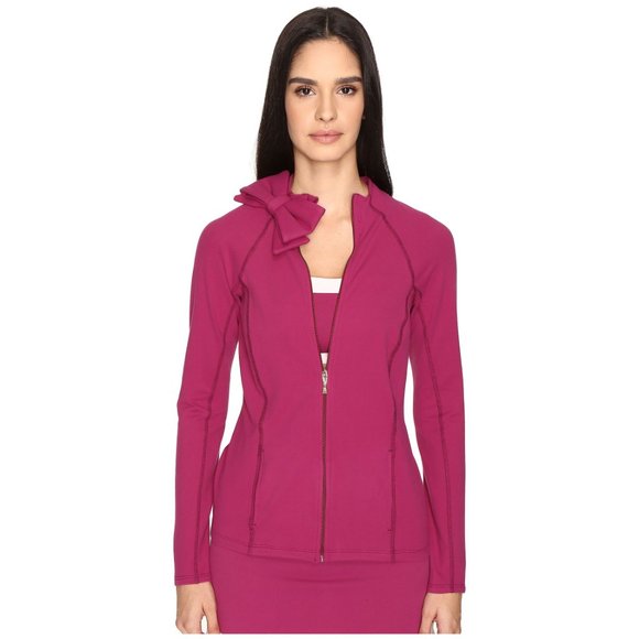 KATE SPADE x BEYOND YOGA Zinfandel Neck Bow Front Zip Jacket sz S Women's Yoga - Picture 3 of 16